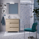 Bathroom Vanity Unit with Doors Salgar Noja Natural Oak
