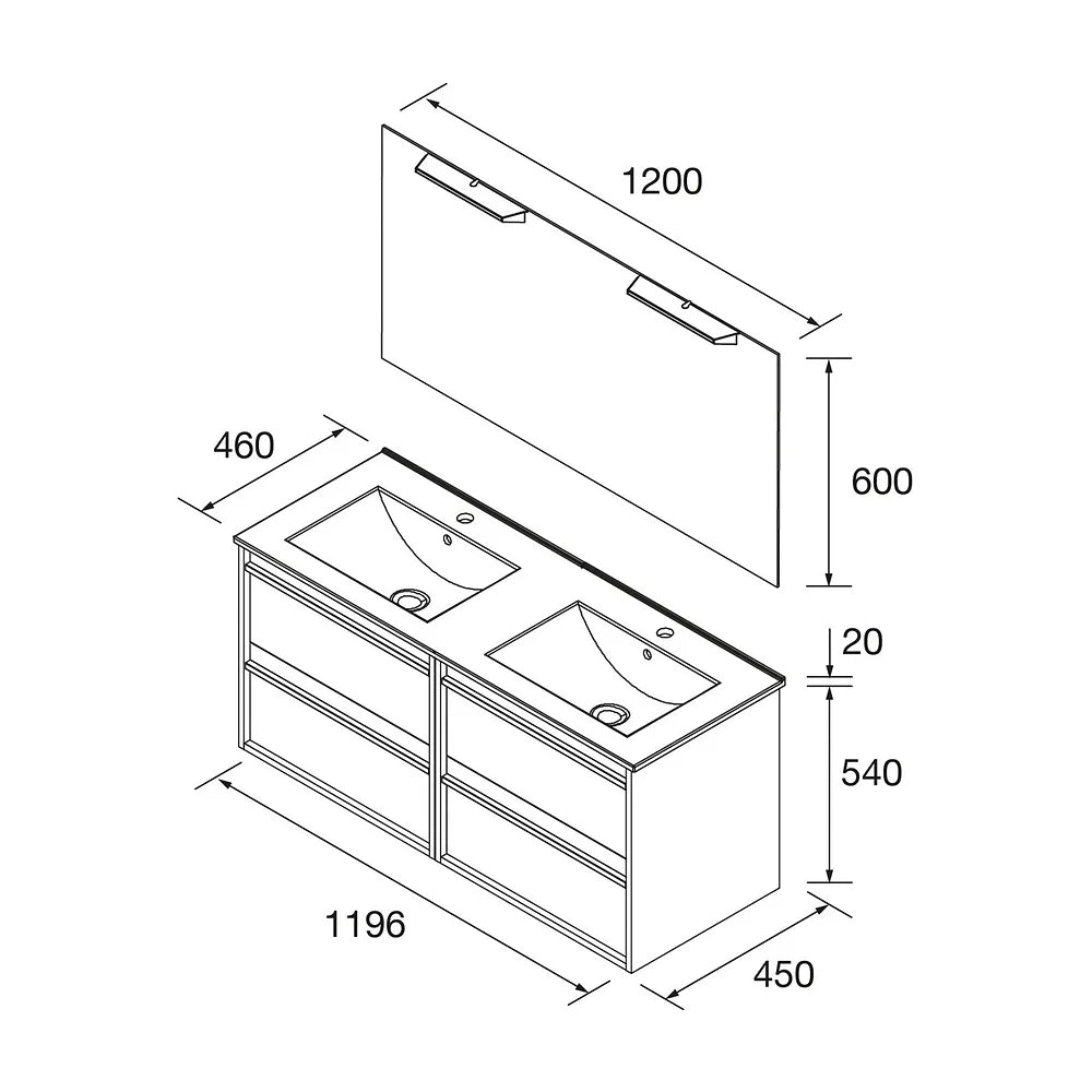 Mueble de Baño 4 Cajones Salgar Attila 120 cm - Vista 4
