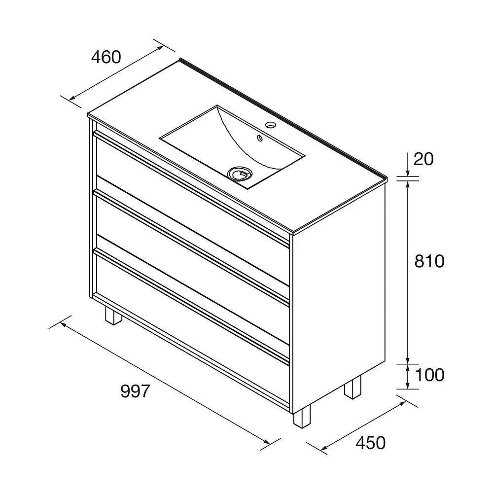 Mueble de Baño con Lavabo y 3 Cajones Salgar Attila - Vista 5