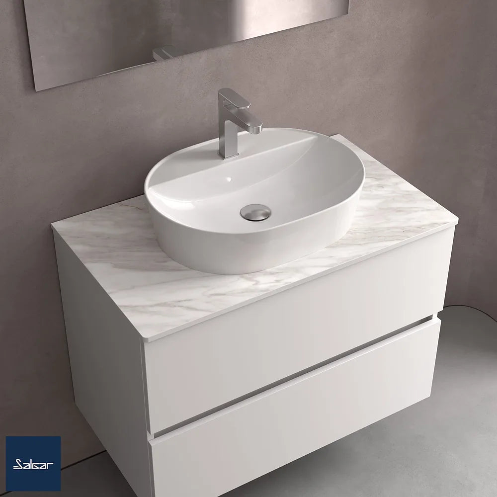 Mueble de Baño con Encimera y 3 Cajones Salgar Optimus Blanco Satinado - Vista 2