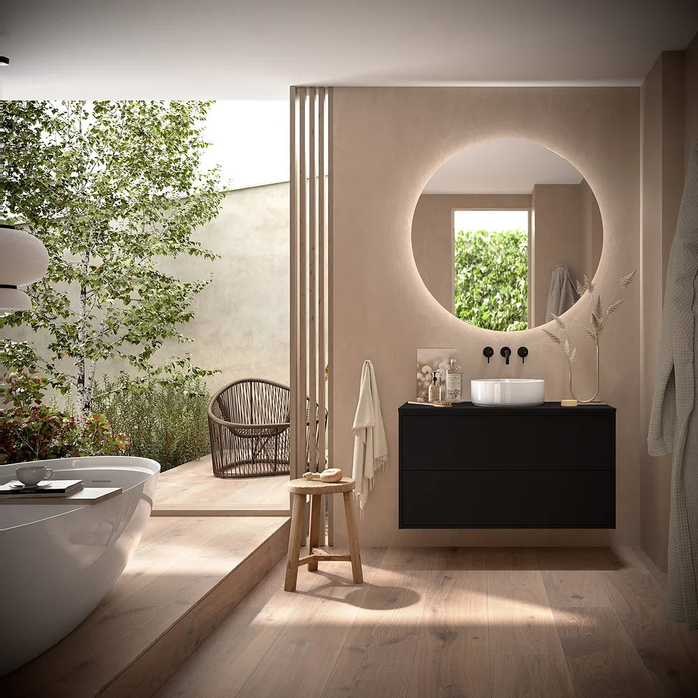 Mueble de Baño Suspendido con Encimera y 2 Cajones Salgar Optimus Negro - Vista 1