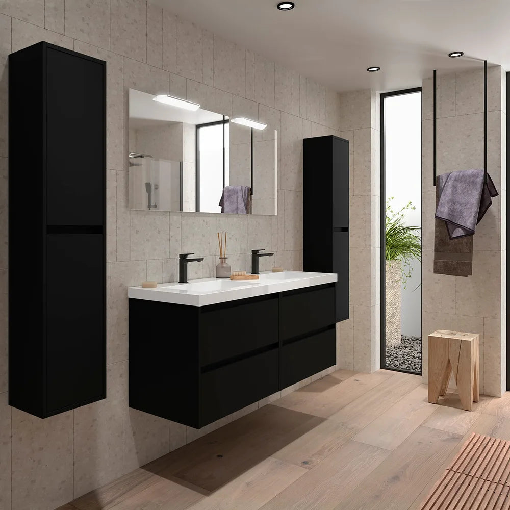 Mueble de Baño con Lavabo y 4 Cajones Salgar Noja Negro Satinado - Vista 1
