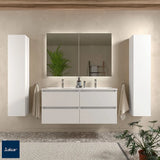 Mueble de Baño Suspendido con Doble Lavabo y 4 Cajones Salgar Bequia 121 cm Blanco Mate