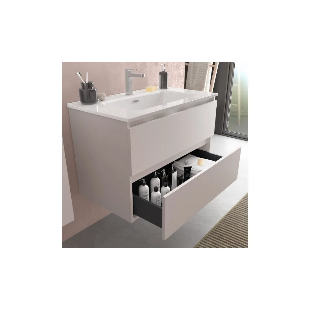 Mueble de Baño Suspendido con Doble Lavabo y 4 Cajones Salgar Bequia Blanco Mate - Vista 3
