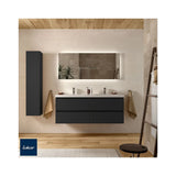 Mueble de Baño Suspendido con Doble Lavabo y 4 Cajones Salgar Bequia Negro Mate