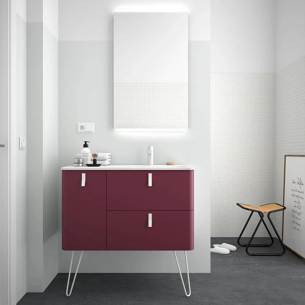Mueble de Baño con Patas con Lavabo Salgar Uniiq 120 cm Granate - Vista 1