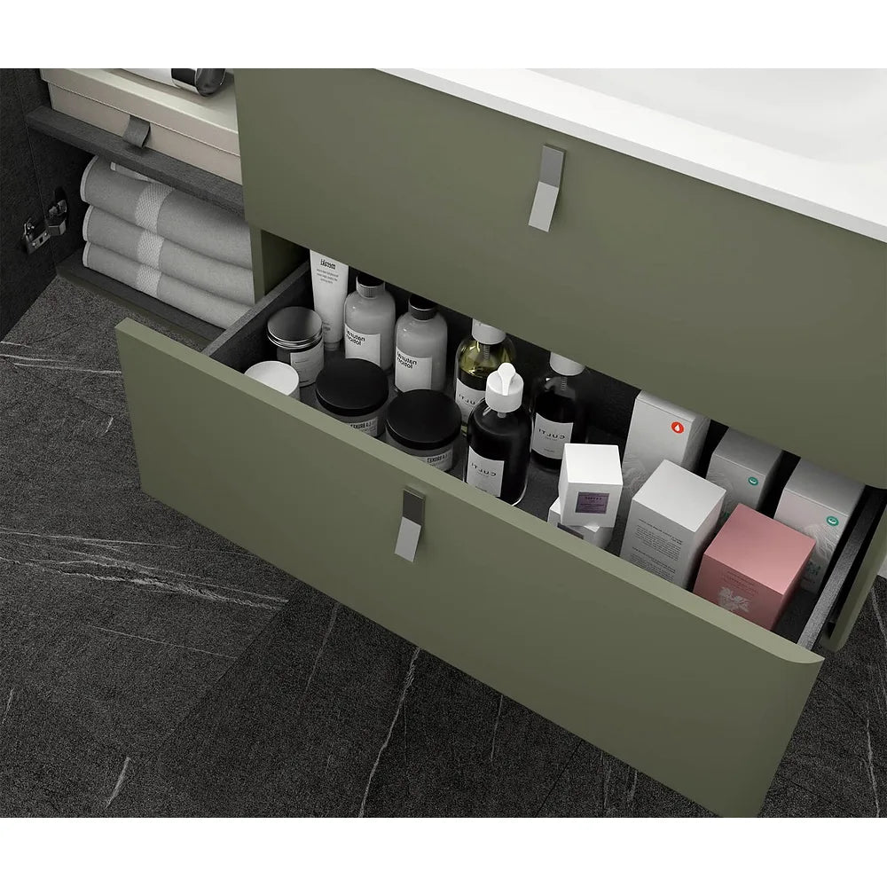 Mueble de Baño Lavabo sobre Encimera Salgar Uniiq 90 cm Verde Bosque - Vista 2