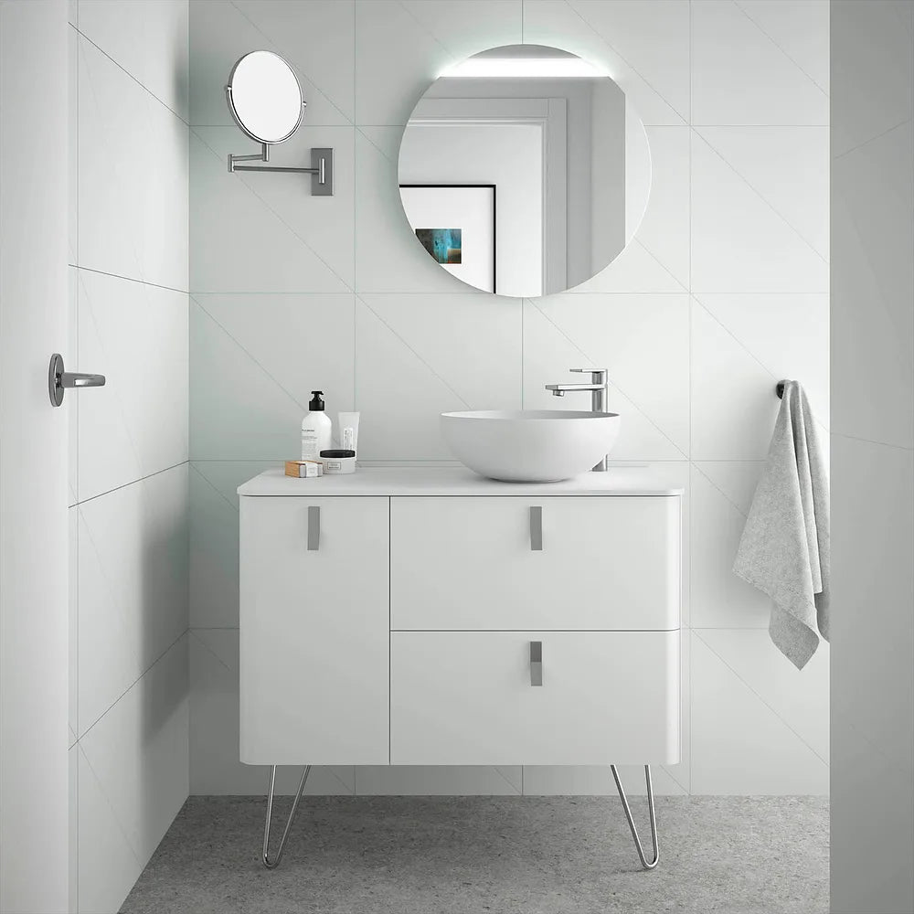 Mueble de Baño con Patas Lavabo sobre Encimera Salgar Uniiq 120 cm Blanco Mate - Vista 1