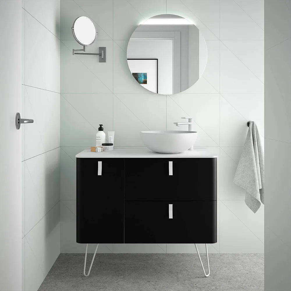 Mueble de Baño con Patas Lavabo sobre Encimera Salgar Uniiq 120 cm Negro Mate - Vista 1