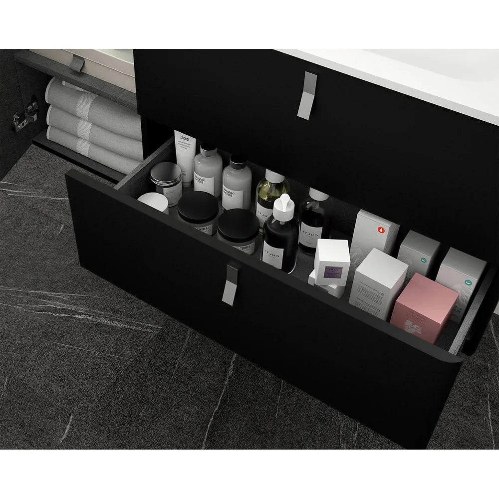 Mueble de Baño con Patas Lavabo sobre Encimera Salgar Uniiq 120 cm Negro Mate - Vista 2