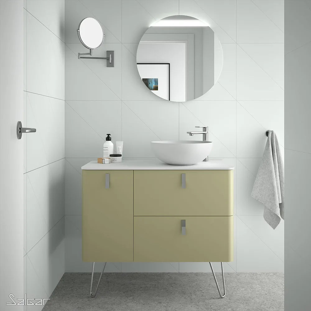 Mueble de Baño con Patas Lavabo sobre Encimera Salgar Uniiq 120 cm Verde Salvia - Vista 1