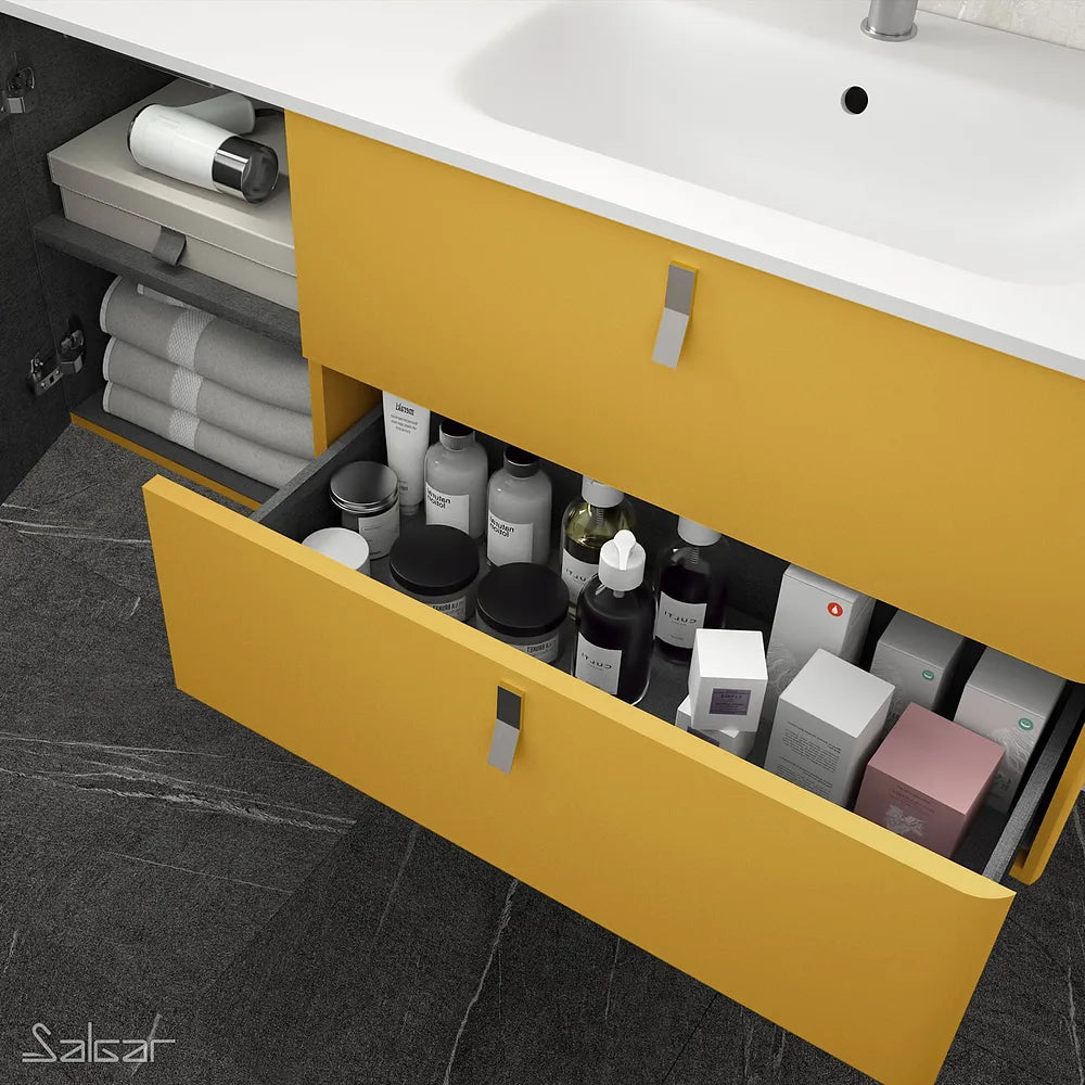 Mueble de Baño con Lavabo Salgar Uniiq 120 cm Amarillo Sol - Vista 3