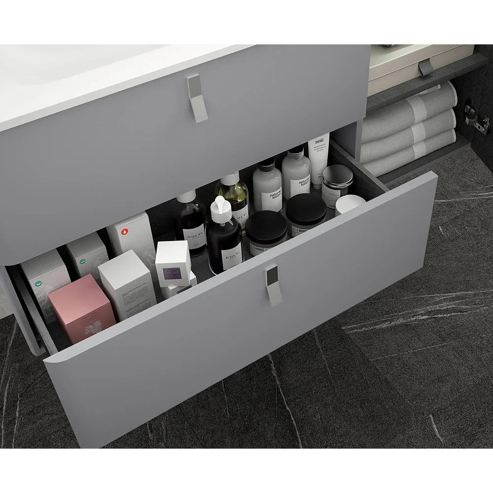Mueble de Baño con Patas Lavabo sobre Encimera Salgar Uniiq 120 cm Gris Humo - Vista 2