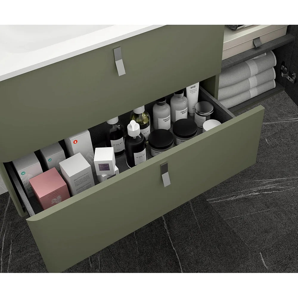 Mueble de Baño con Patas Lavabo sobre Encimera Salgar Uniiq 120 cm Verde Bosque - Vista 2