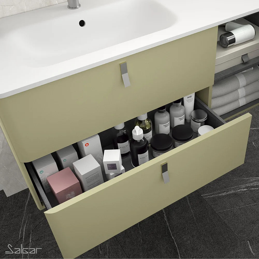 Mueble de Baño con Patas con Lavabo Salgar Uniiq 120 cm Verde Salvia - Vista 2