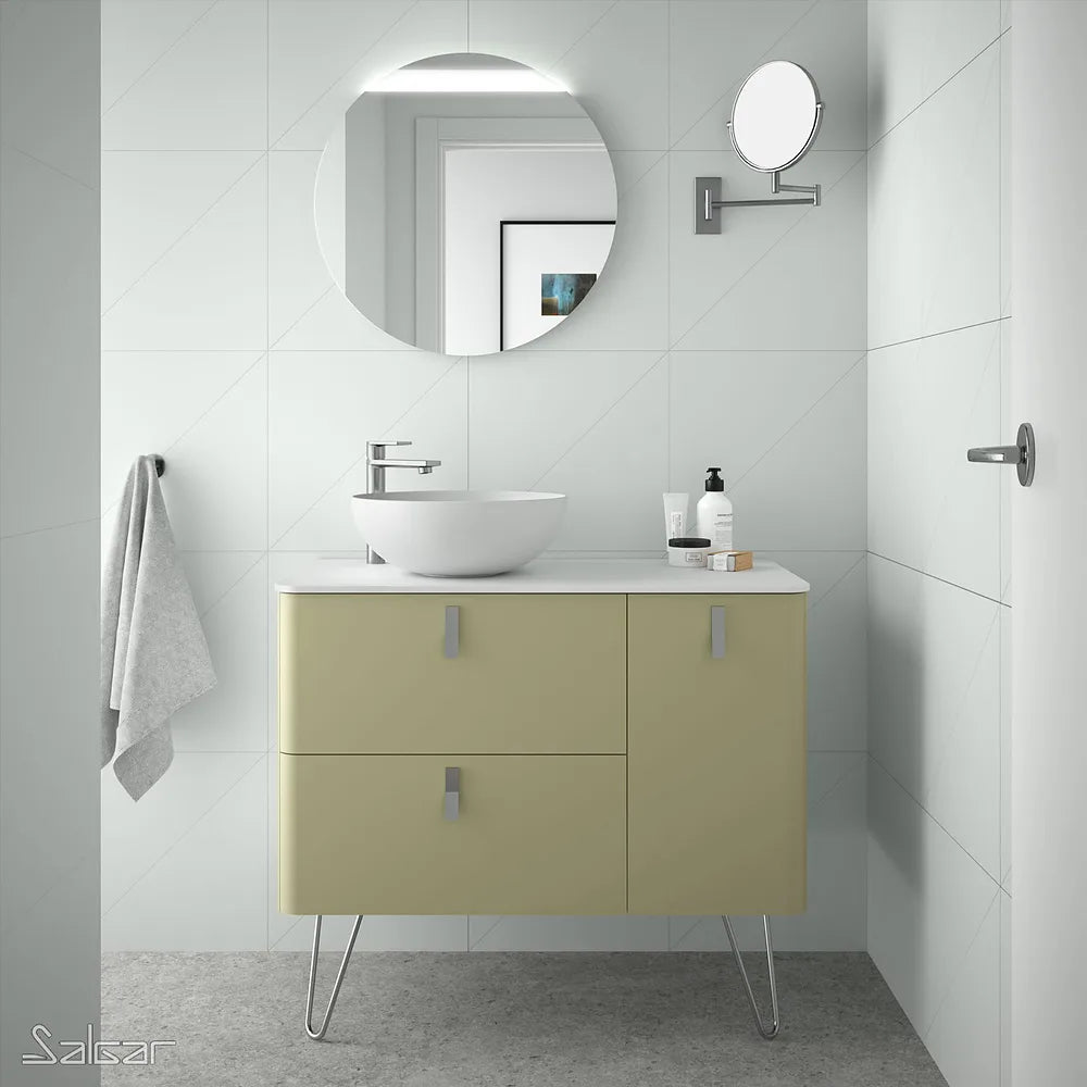 Mueble de Baño con Patas Lavabo sobre Encimera Salgar Uniiq 120 cm Verde Salvia - Vista 1