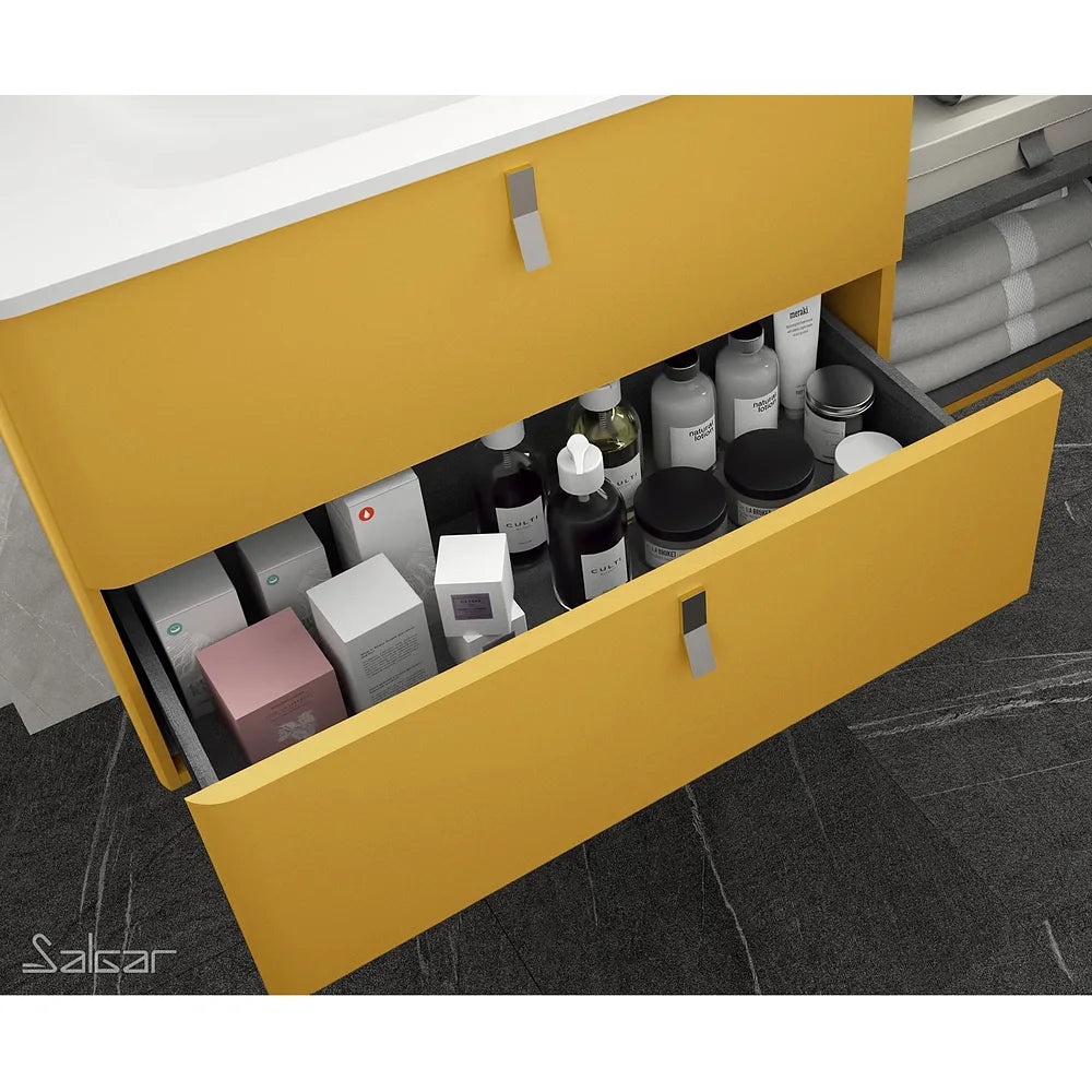 Mueble de Baño Lavabo sobre Encimera Salgar Uniiq 120 cm Amarillo Sol - Vista 2