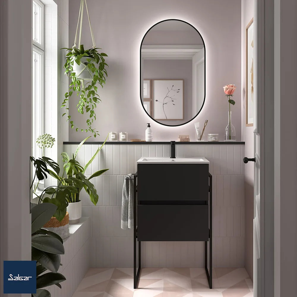Mueble de Baño Suspendido con Lavabo y 2 Cajones Salgar Fussion Line Negro Mate - Vista 2
