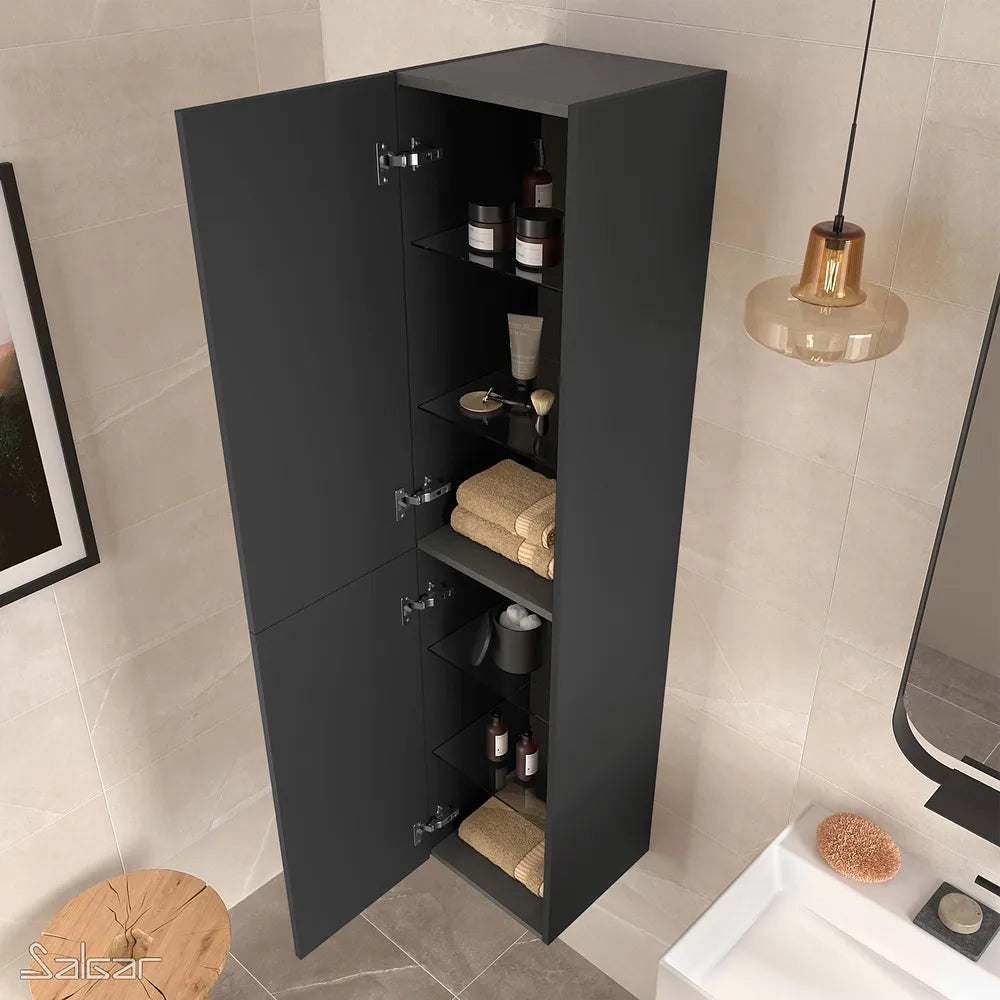 Mueble de Baño Suspendido con Lavabo y 2 Cajones Salgar Fussion Line Negro Mate - Vista 7