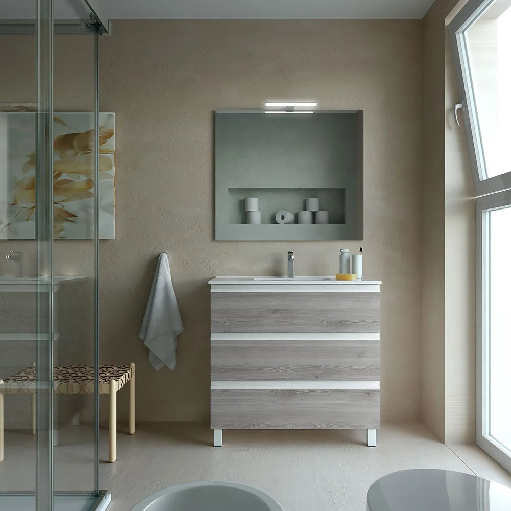 Mueble de Baño con Patas con Lavabo y 3 Cajones Salgar Fussion Line Pino Bahía - Vista 1