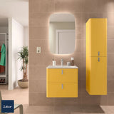 Wall-Hung Bathroom Vanity Unit with Basin and 2 Drawers Salgar Uniiq 60 cm Sun Yellow