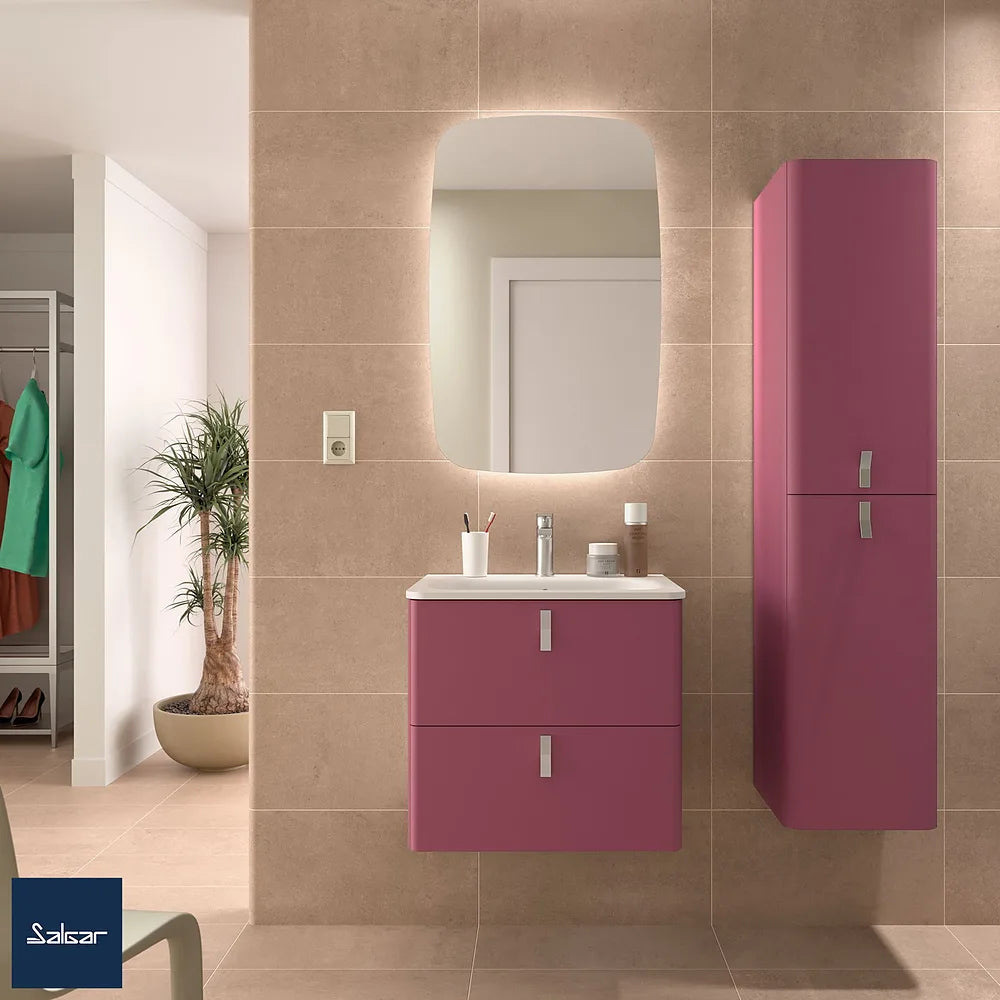 Mueble de Baño Suspendido con Lavabo y 2 Cajones Salgar Uniiq 60 cm Granate - Vista 1