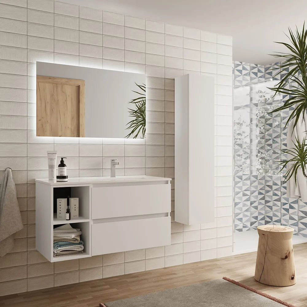 Mueble de Baño con Lavabo y 2 Cajones Salgar Bequia Blanco Mate - Vista 2