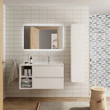 Bathroom Vanity Unit with Basin and 2 Drawers Salgar Bequia Matte White