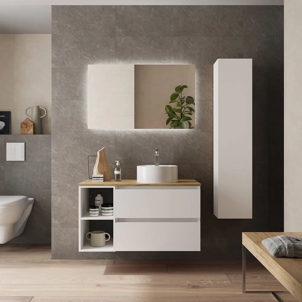 Mueble de Baño Lavabo sobre Encimera Salgar Bequia Plus 100 cm Blanco Mate - Vista 1