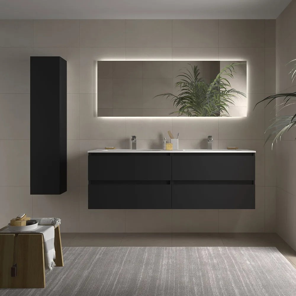 Mueble de Baño con Lavabo Salgar Bequia 160 cm Negro Mate - Vista 1