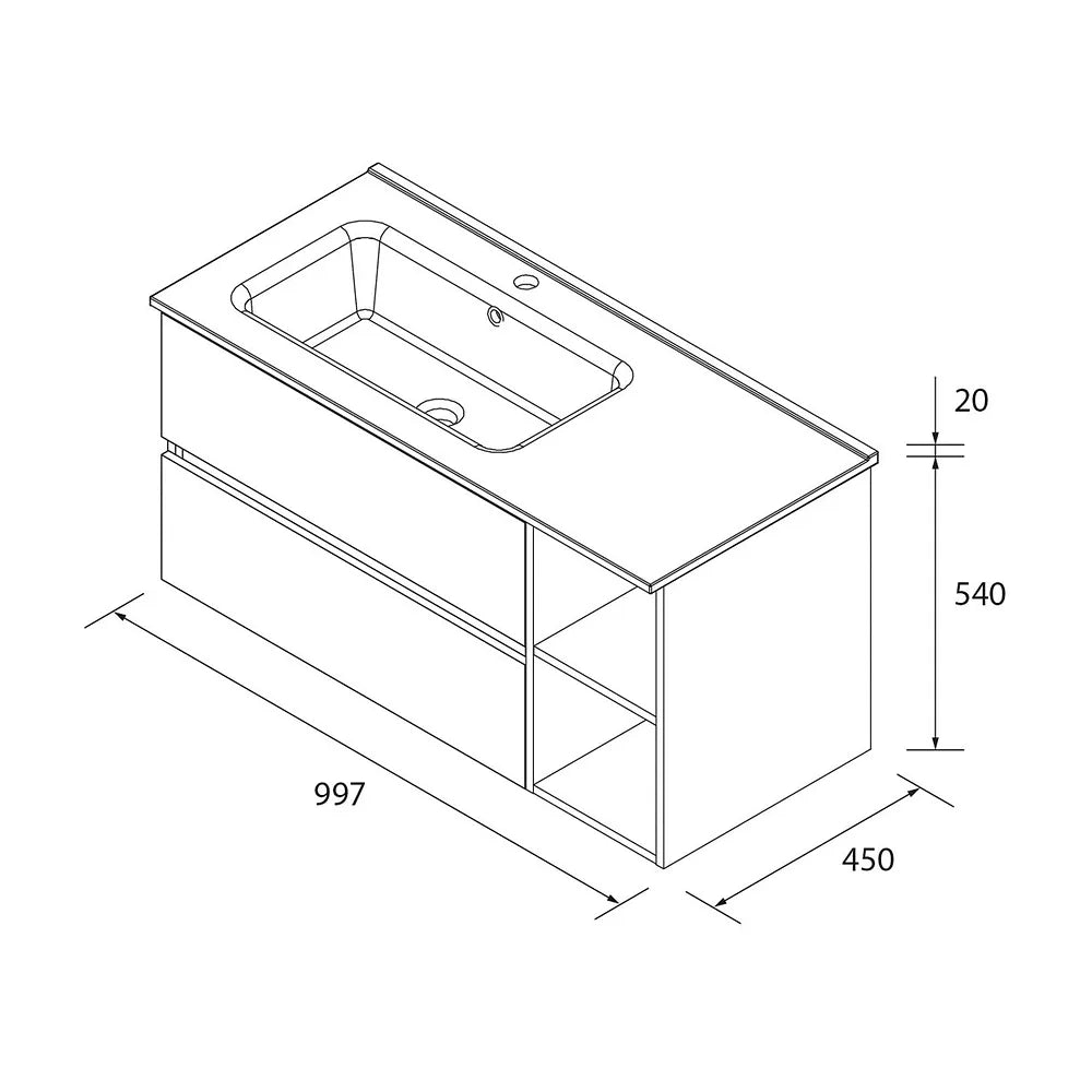 Mueble de Baño con Lavabo Salgar Bequia Plus 100 cm Negro Mate - Vista 6