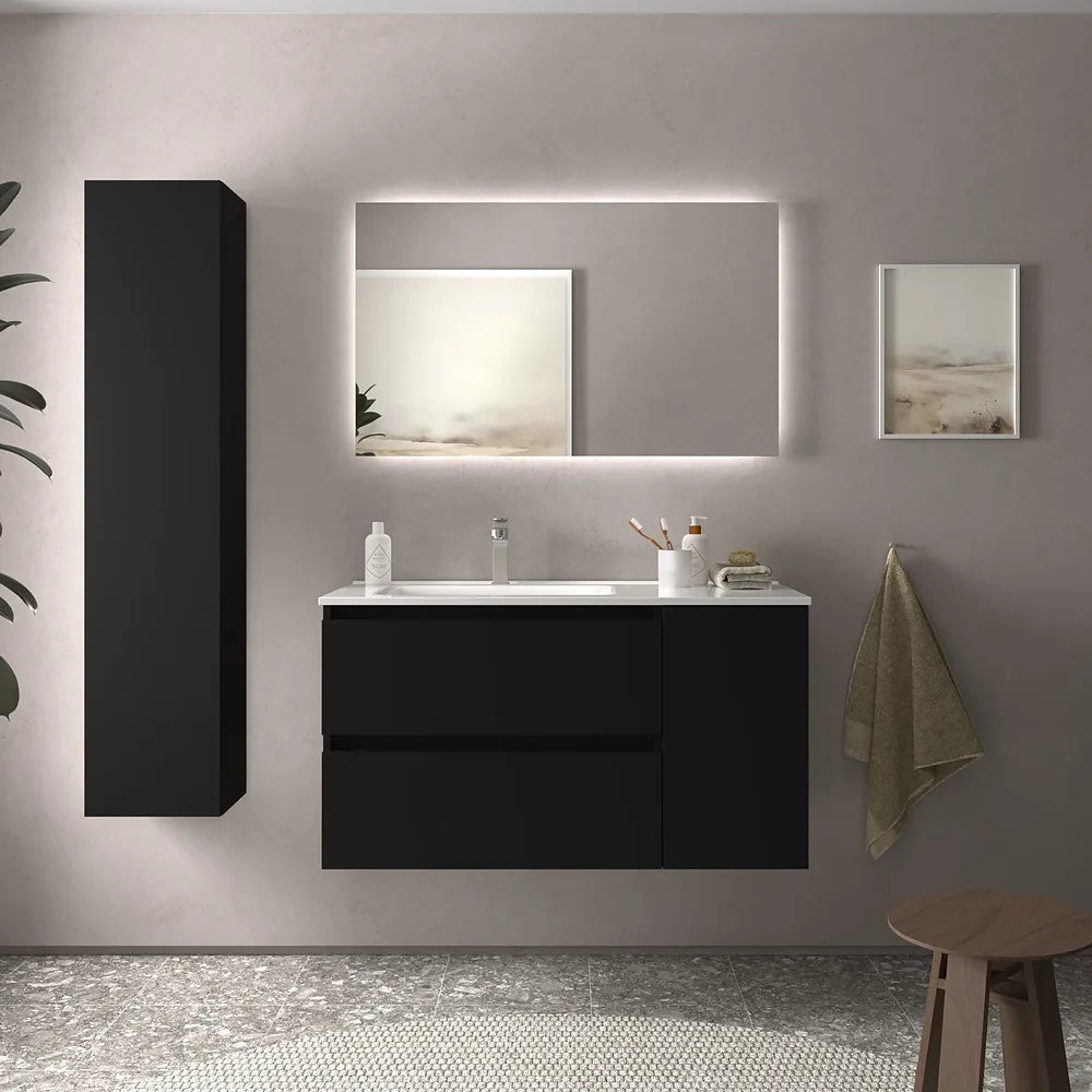 Mueble de Baño con Lavabo Salgar Bequia Plus 90 cm Negro Mate - Vista 1
