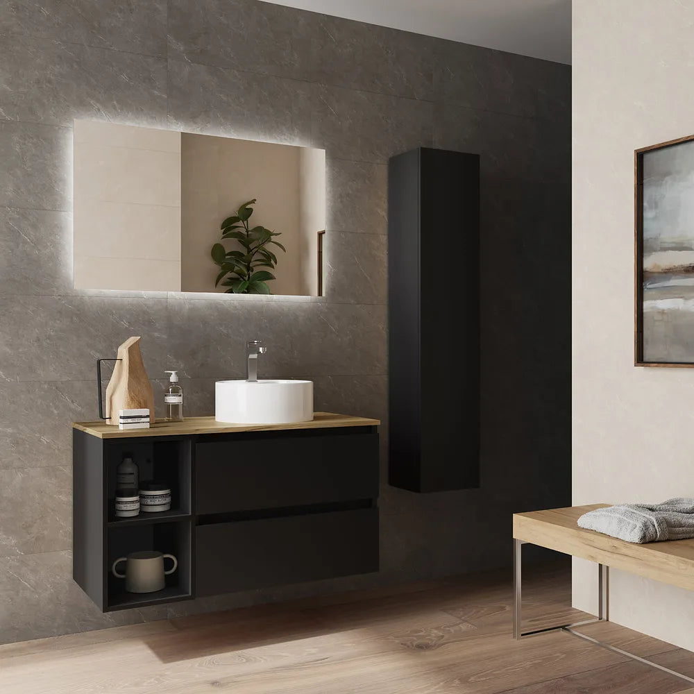 Mueble de Baño Lavabo sobre Encimera Salgar Bequia Plus 100 cm Negro Mate - Vista 2