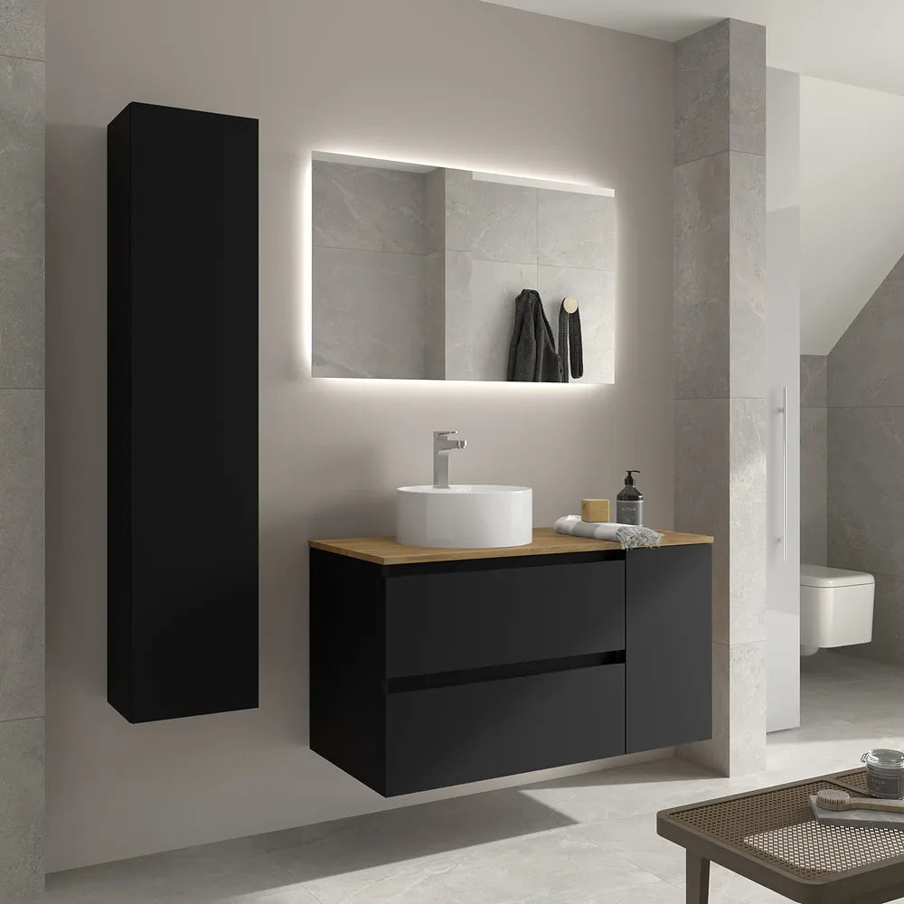 Mueble de Baño Lavabo sobre Encimera Salgar Bequia Plus 90 cm Negro Mate - Vista 2
