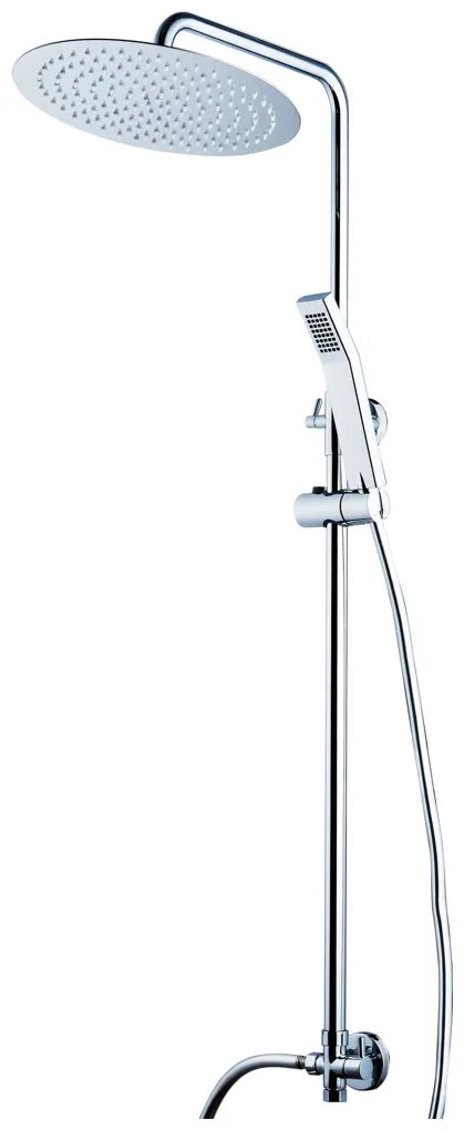 Set de ducha con tubo telescópico de acero inoxidable cromado con rociador redondo Cactus de Aquore 0