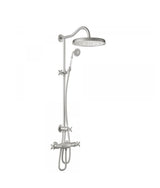 Set de ducha termostática con grifo monomando de latón con acabado en acero Eco Clasic TRES