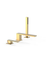 Set para bañera con grifo monomando y ducha de mano con inversor incorporado en oro mate Slim TRES