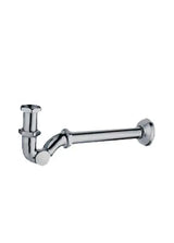Sifón de lavabo con caño curvo articulado y registro de latón brillante TRES
