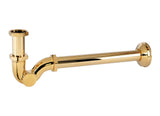 Sifón de tubo para lavabo con caño curvo de latón acabado dorado TRES