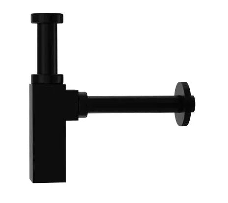Sifón telescópico cuadrado negro para lavabo y bidé de Aquore 0