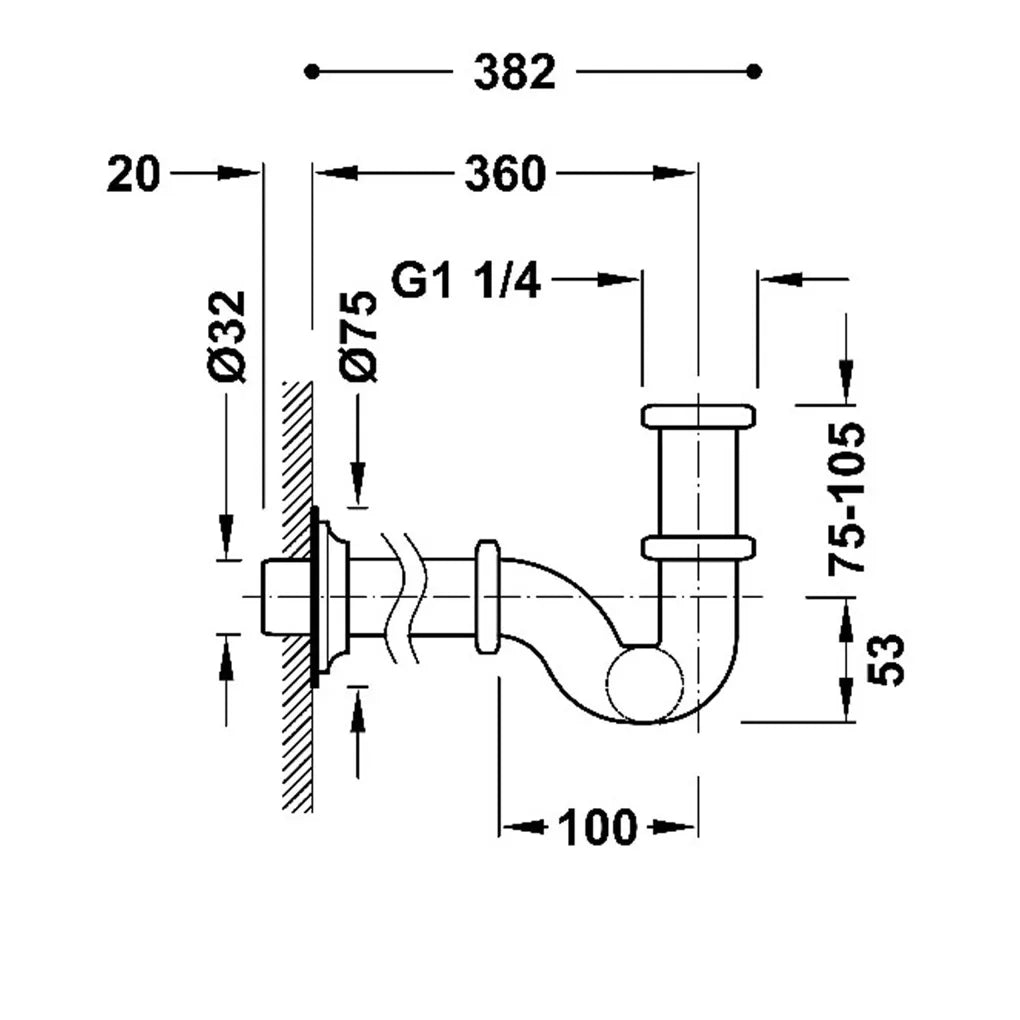 Sifón telescópico para lavabo con acabado oro rosa mate Complementos Tres 1