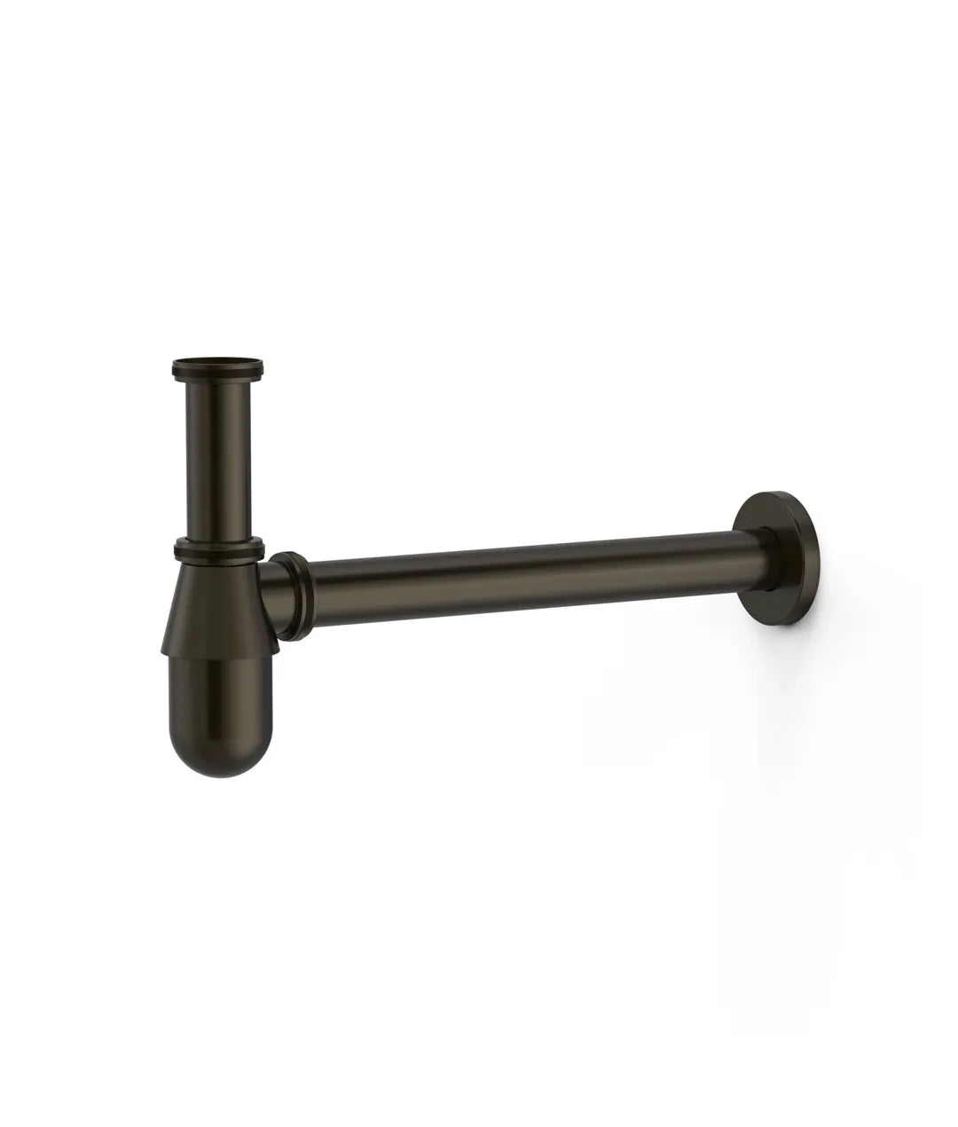 Sifón telescópico para lavabo tipo botella inspeccionable con acabado negro bronce Tres 0