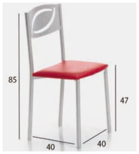 Silla aluminio tapizada en skay colores a elegir para comedor moderno Sara de Aquore 3