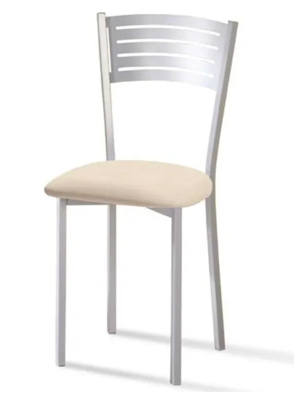 Silla de aluminio de asiento tapizado skay con acabado de color a elección Lima de Aquore 0