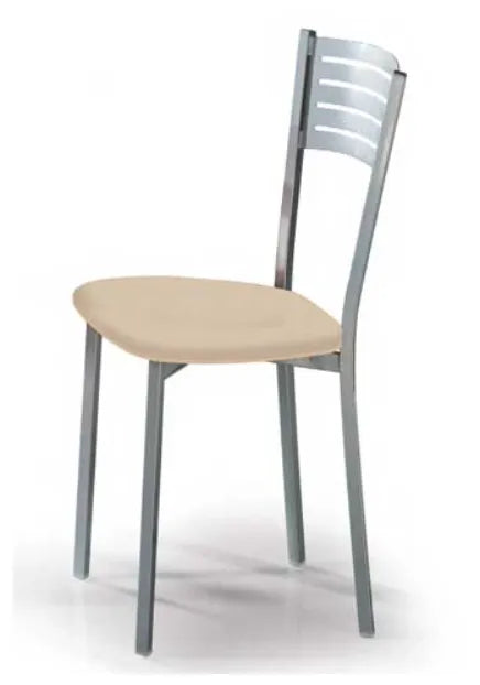 Silla de aluminio de asiento tapizado skay con acabado de color a elección Lima de Aquore 1