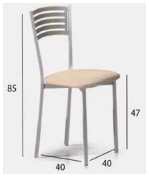 Silla de aluminio de asiento tapizado skay con acabado de color a elección Lima de Aquore 3
