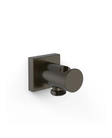 Soporte fijo con toma de agua para ducha de mano y flexo de ABS con acabado negro bronce Complementos Tres
