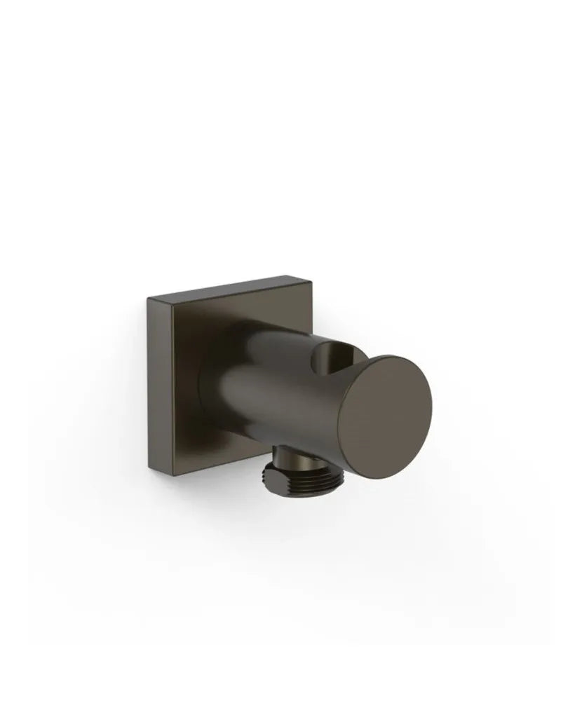 Soporte fijo con toma de agua para ducha de mano y flexo de ABS con acabado negro bronce Complementos Tres 0