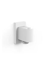 Soporte fijo con toma de agua para teleducha y flexo base rectangular de latón acabado blanco mate Shower TRES