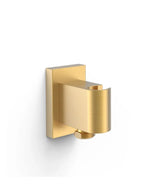 Soporte fijo de latón con base rectangular y toma de agua para teleducha y flexo acabado oro mate Shower TRES
